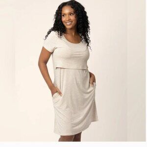 Kindred Bravely Eleanora Bamboo Maternity & Nursing Dress in Oatmeal Stripe